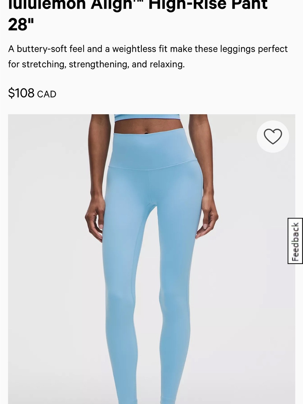 NWT Lululemon align HR pant 28” - size 10
